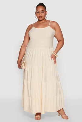 Womens Plus Cami Tiered Maxi Sundress,