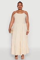 Womens Plus Cami Tiered Maxi Sundress,