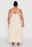 Womens Plus Cami Tiered Maxi Sundress,