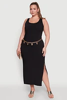 Womens Plus Ribbed Knit Maxi Tank Dress,