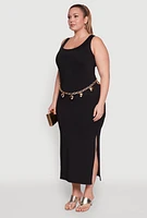Womens Plus Ribbed Knit Maxi Tank Dress,