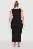 Womens Plus Ribbed Knit Maxi Tank Dress,