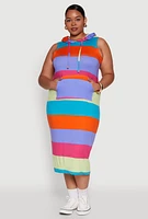 Womens Plus Color Blocked Hooded Tank Dress, Multi,