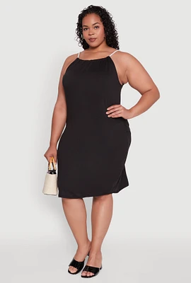 Womens Plus Keyhole Back Rope Strap Midi Dress,