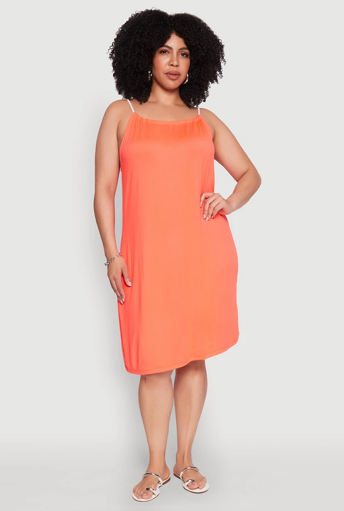Womens Plus Keyhole Back Rope Strap Midi Dress, 1X