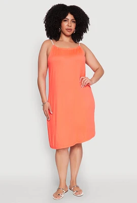 Womens Plus Keyhole Back Rope Strap Midi Dress, 1X
