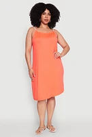 Womens Plus Size Keyhole Back Rope Strap Midi Dress, Orange, Size 1X