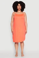 Womens Plus Size Keyhole Back Rope Strap Midi Dress, Orange, Size 1X