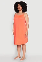Womens Plus Size Keyhole Back Rope Strap Midi Dress, Orange, Size 1X
