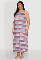 Womens Plus Size Chevron Print Halter Dress, Multi, Size 2X