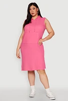 Womens Plus Kangaroo Pocket Hooded Tank Dress,
