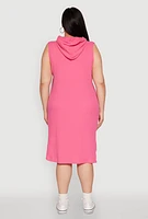 Womens Plus Kangaroo Pocket Hooded Tank Dress,