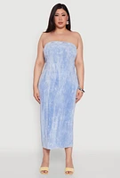 Womens Plus Rib Knit Mineral Wash Tube Dress,