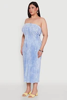 Womens Plus Rib Knit Mineral Wash Tube Dress,
