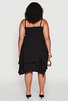 Womens Plus Size Smocked Ruffle Tiered Dress, Black, Size 3X