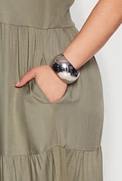 Womens Plus Size Pocket Tiered Maxi Dress, Green, Size 2X