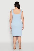 Womens Plus Ribbed Knit Square Neck Tank Dress, 4X
