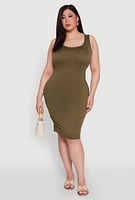 Womens Plus Scoop Neck Tank Dress,
