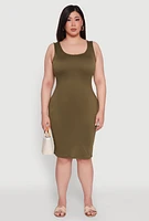 Womens Plus Scoop Neck Tank Dress,