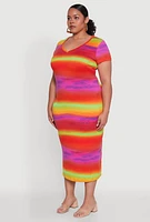Womens Plus Size Laser Cut Back T Shirt Dress, Multi, Size 2X