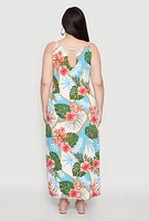 Womens Plus Size Floral Chain Print Maxi Dress, Multi, Size 2X