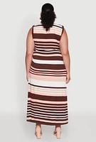 Womens Plus Striped Tie Waist Shirt Dress, Multi,