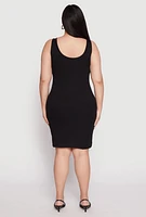 Womens Plus Ribbed Knit Midi Tank Dress,