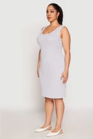 Womens Plus Ribbed Knit Midi Tank Dress,
