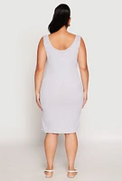 Womens Plus Ribbed Knit Midi Tank Dress,