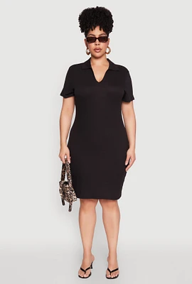 Womens Plus Johnny Collar Polo Dress,