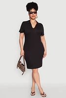 Womens Plus Johnny Collar Polo Dress,