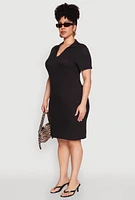 Womens Plus Johnny Collar Polo Dress,