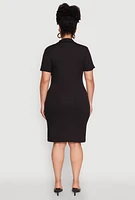 Womens Plus Johnny Collar Polo Dress,