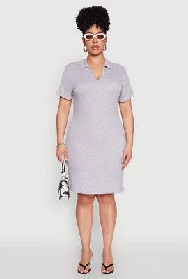 Womens Plus Johnny Collar Polo Dress,