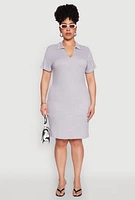 Womens Plus Johnny Collar Polo Dress,