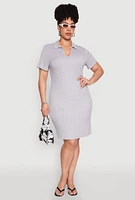 Womens Plus Johnny Collar Polo Dress,