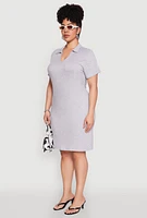 Womens Plus Johnny Collar Polo Dress,