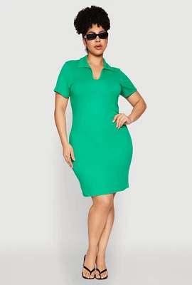 Womens Plus Johnny Collar Polo Dress,