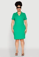 Womens Plus Johnny Collar Polo Dress,