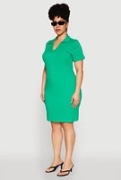 Womens Plus Johnny Collar Polo Dress,