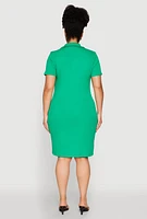 Womens Plus Johnny Collar Polo Dress,