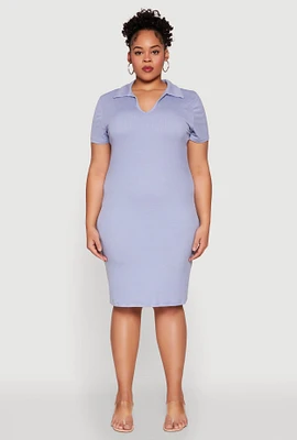 Womens Plus Johnny Collar Polo Dress,
