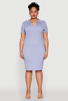 Womens Plus Johnny Collar Polo Dress,