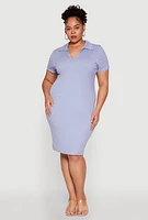 Womens Plus Johnny Collar Polo Dress,