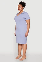Womens Plus Johnny Collar Polo Dress,