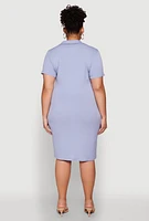 Womens Plus Johnny Collar Polo Dress,
