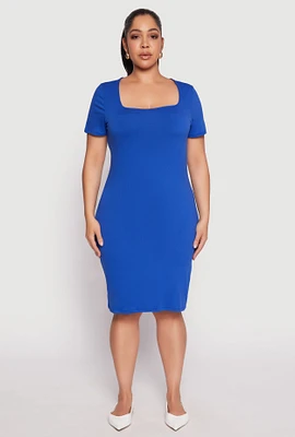 Womens Plus Square Neck T Shirt Dress, 1X