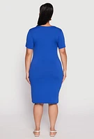 Womens Plus Square Neck T Shirt Dress, 2X