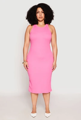 Womens Plus Almost Famous Racerback Tank Dress, Pink,