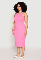 Womens Plus Almost Famous Racerback Tank Dress, Pink,